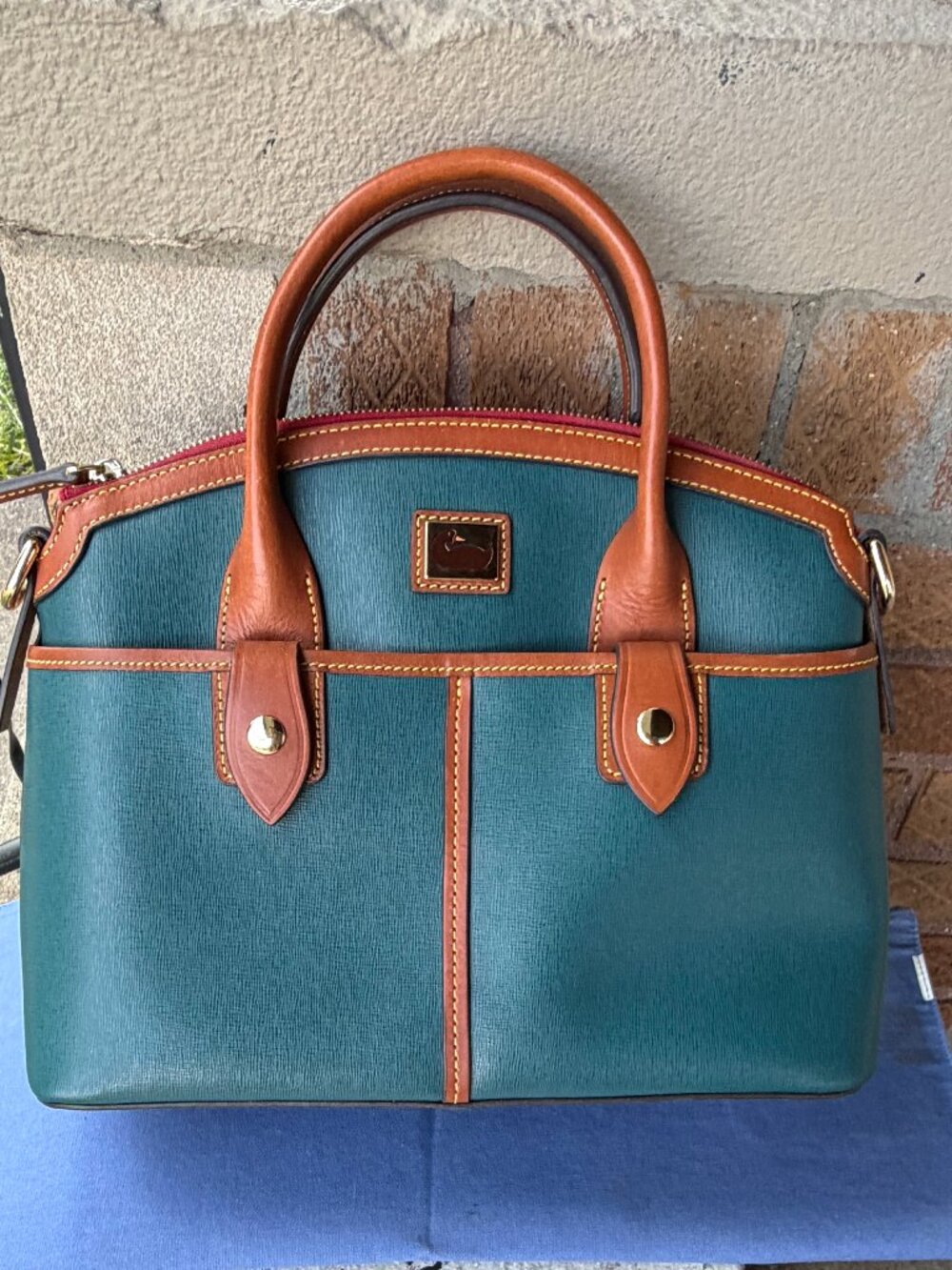 Dooney & Bourke Camden Satchel Domed Saffiano Marine Blue Office Crossbody Bag